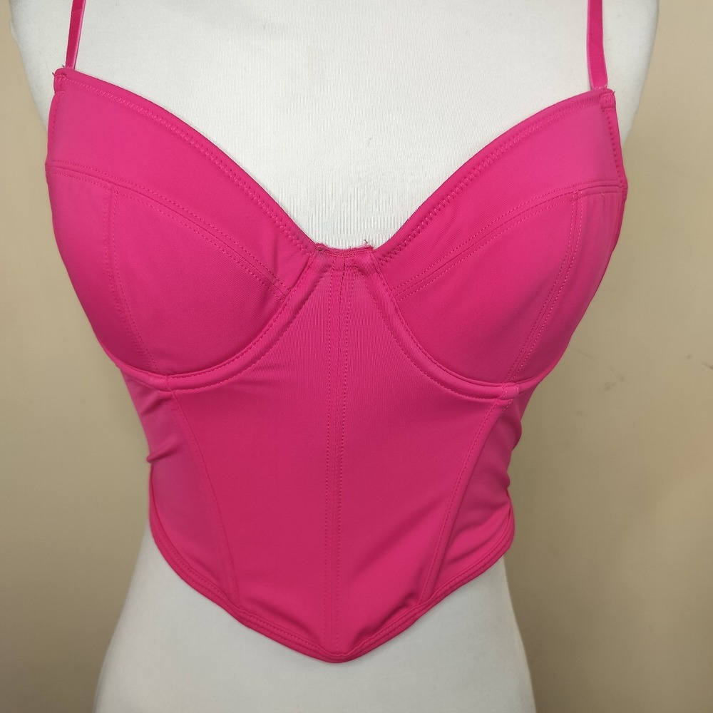 Primark Hot Pink Corset Bra Underwire Cami Y2K Sexy - Picture 2 of 8